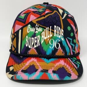 Vintage 90s Grady Sales Super Bull Ride Hat Baseball Cap Rodeo Snapback Black